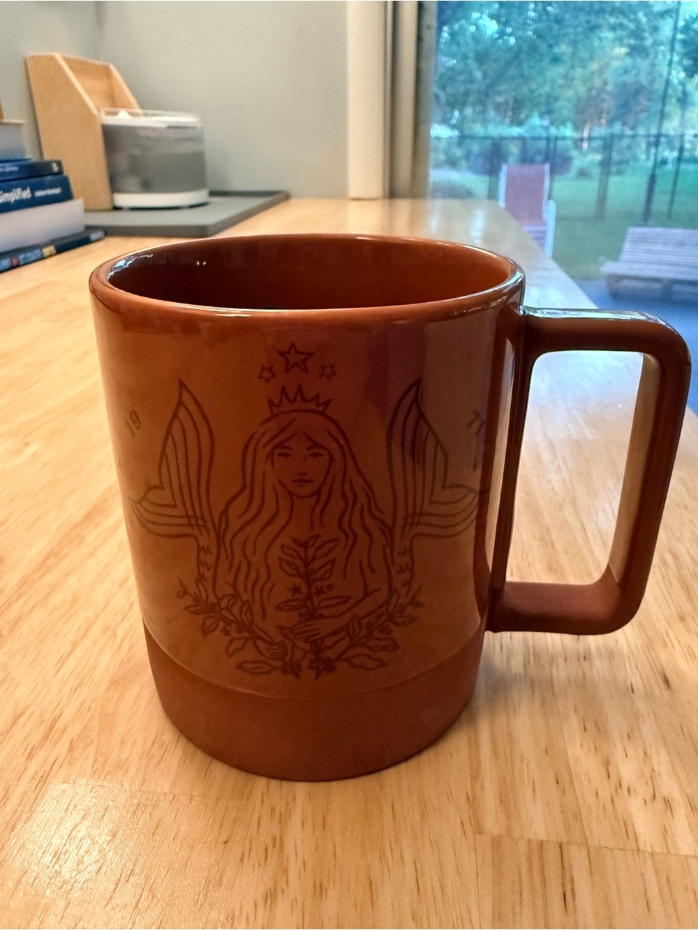 Starbucks Rust Ceramic Mug with Siren Outline